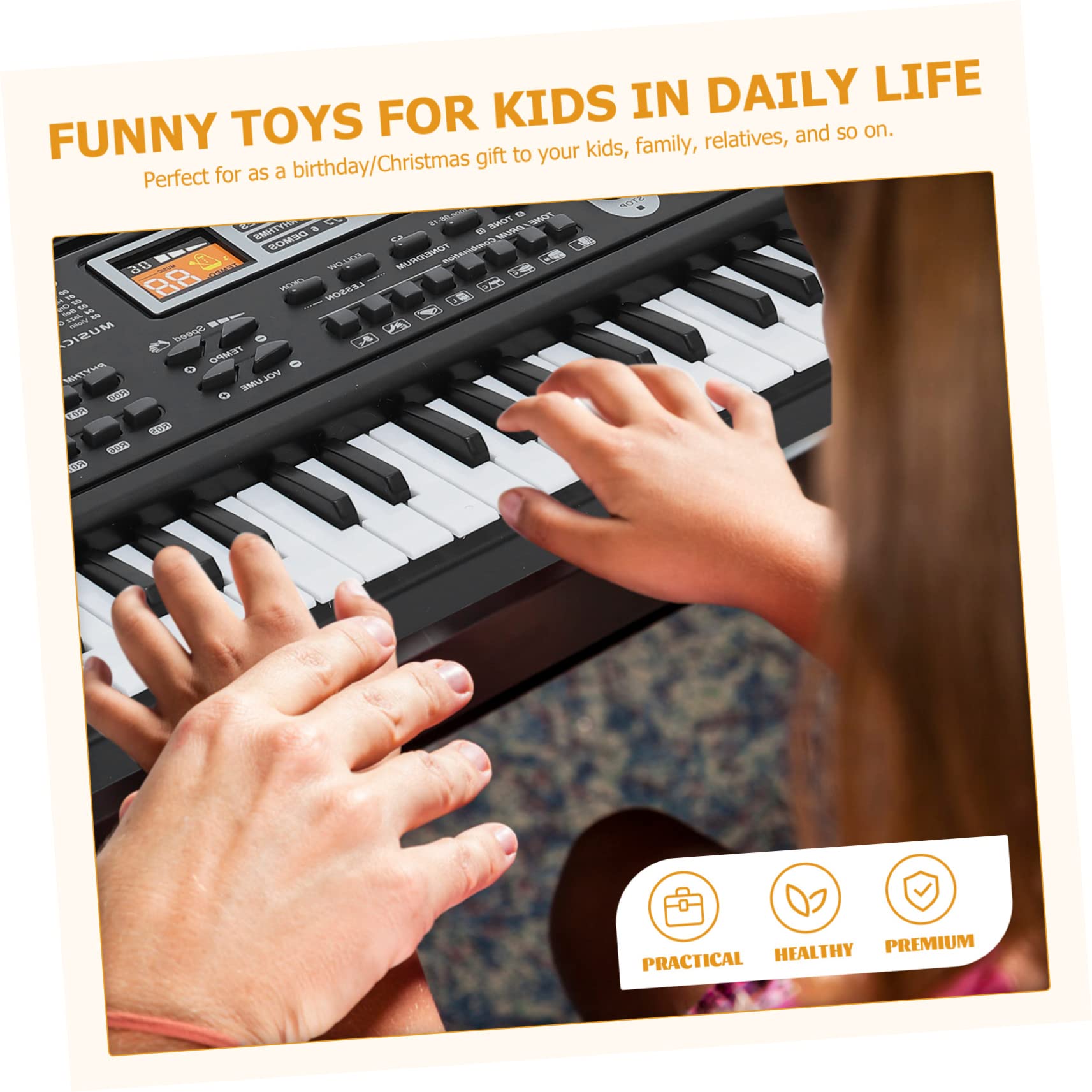 Pianola Giocattolo Elettronica 61 Tasti Abs Nera per Ragazzo Ragazza | Multifunzione per Apprendimento Musicale, Riconoscimento Vocale e Ascolto