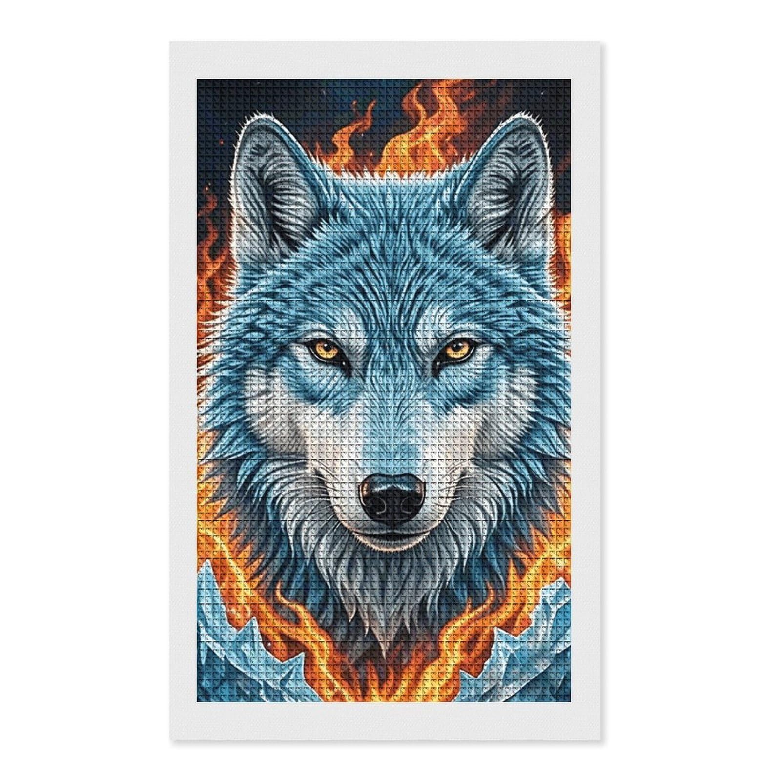 FodPand Wolf 5D Diamond Painting Kits for Adults Beginners Full Drill Square Diamond Dots Pictures Gem Art Supplies for Home Wall Room Decoration DIY Craft Set Gift 12x20