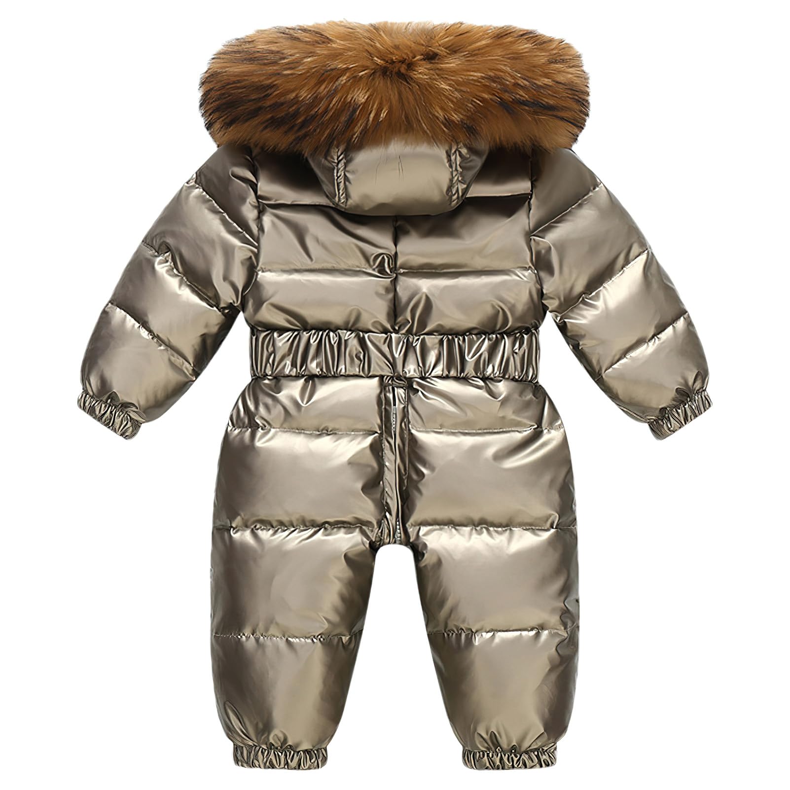amropi Bébés Filles Combinaison de Neige à Fourrure Capuche Doudoune en Duvet Hiver Jumpsuit pour 0-5 Ans