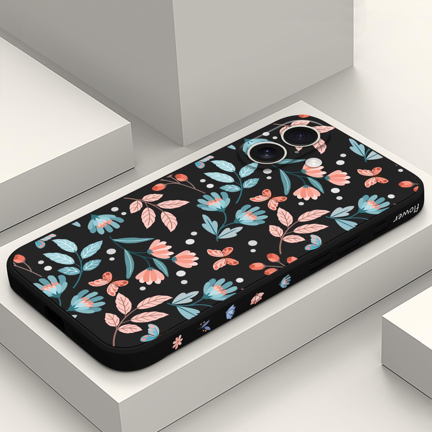 LEECG for iPhone 16 Case Anti Scratch Microfiber Lining Phone Cover Silicone Ultra Slim Case for iPhone 16 6.1 inch-Leaf Black