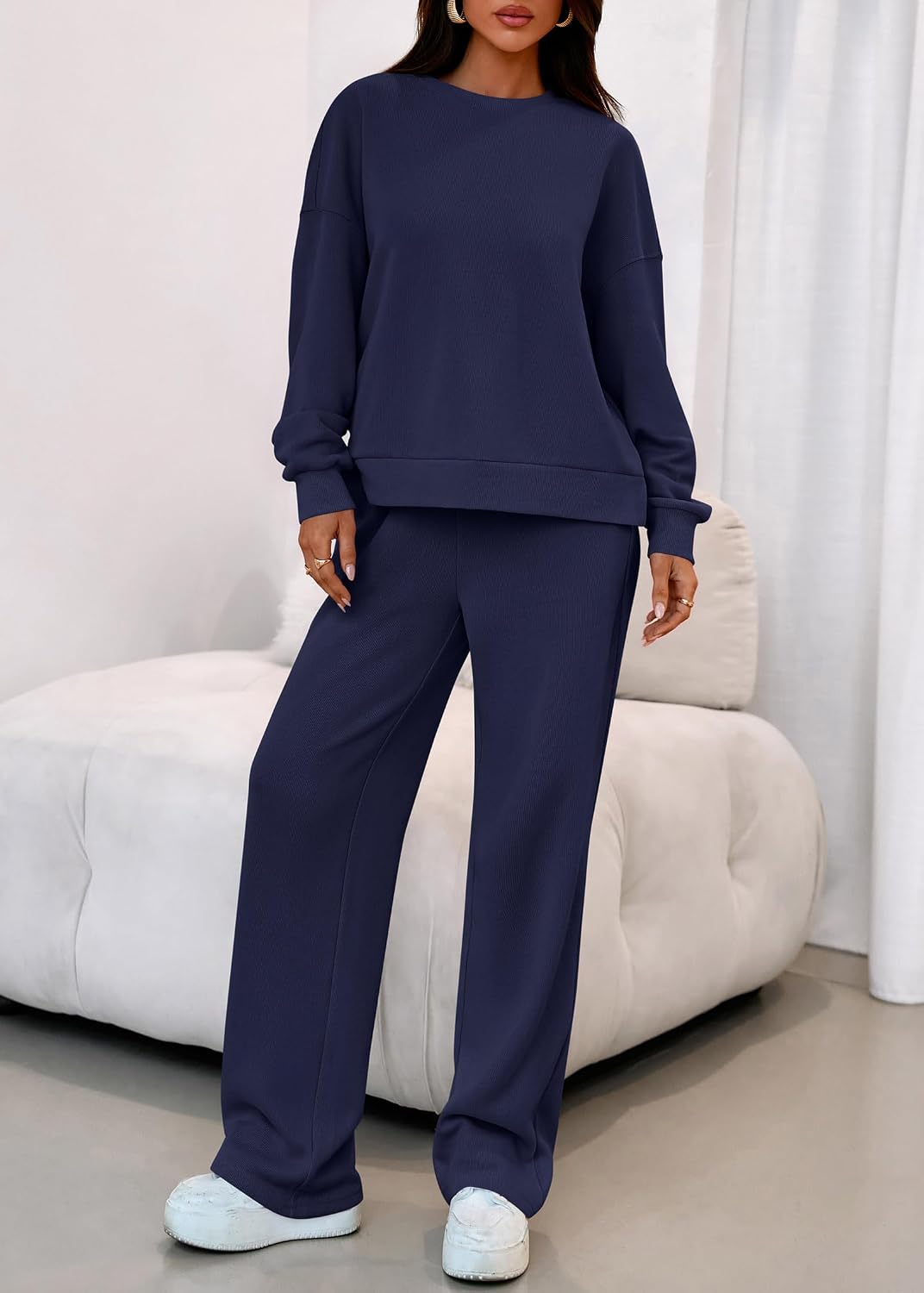 KIRUNDO Matching Sets Women Clothing Sweatsuits 2 Piece Outfit Sweat Set 2026 Fall Lounge Sets Airport Travel Tracksuit