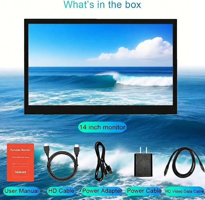 Monitor Portátil 14" HD IPS USB-C HDMI para Laptop, PC, Mac, Consolas miniatura 7