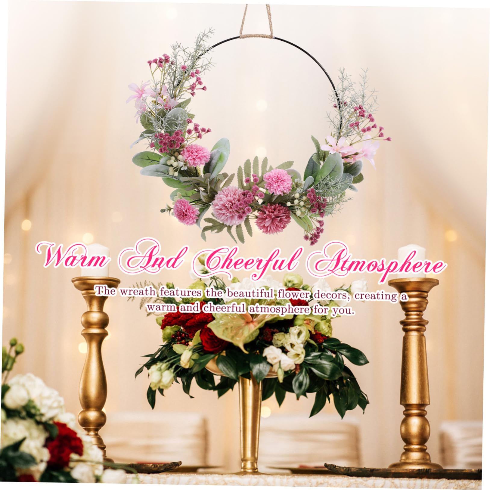 Zerodeko 2 Pièces Guirlande Artificielle Couronne De Feuilles Vertes pour Porte D'entrée Couronne Créative De Porte De Fleurs Artificielles s De Porte Rose Le Fer