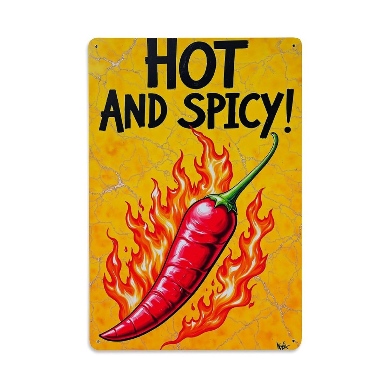 Jdfenggu Vintage Hot And Spicy Chili Pepper Retro Metal Tin Sign, Decor Art Poster For Bar, Home, Man Cave, Kitchen, Laundry Room Gift 8X12inch