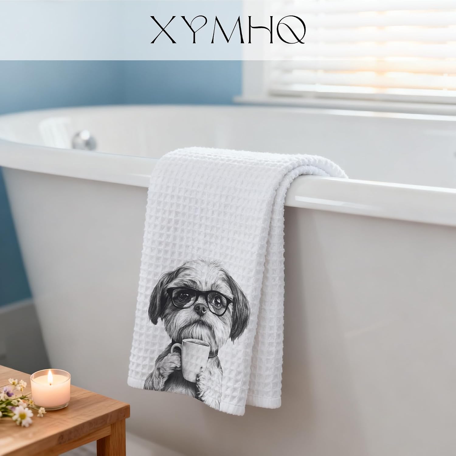 Funny Shih Tzu Gifts Decorative Hand Towels for Kitchen Coffee Bar Station, Shih Tzu Gifts for Women Men, Black and White Coffee Dog Kitchen Dish Tea Towels, 16x24 Inch image 5