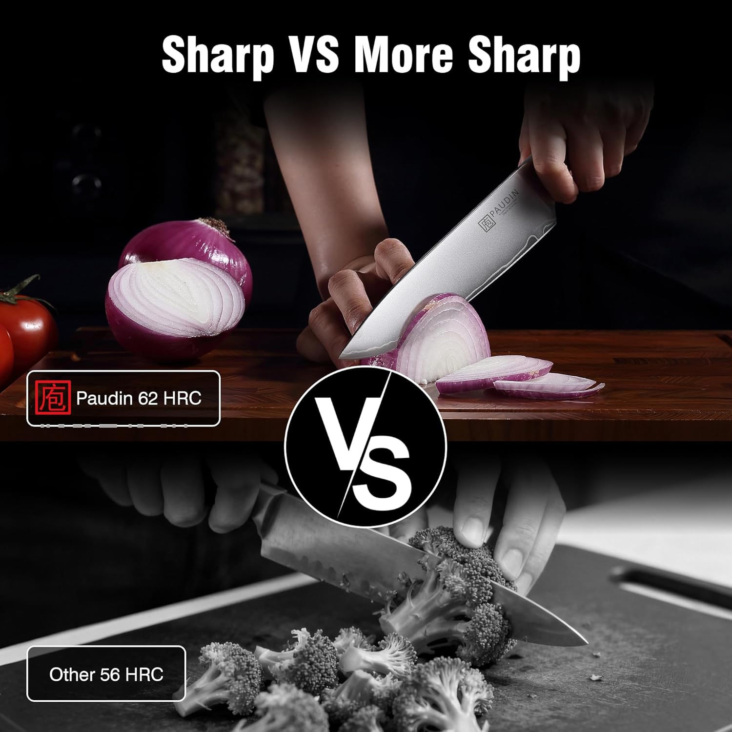 PAUDIN Kitchen Knife Set, 4 Pieces Chef Knife Set, High Carbon Stainless Steel Knife Set, Ultra-Sharp Knives Set for Kitchen with Ergonomic Wooden Handle, Gifts for Men and Women - Image 5