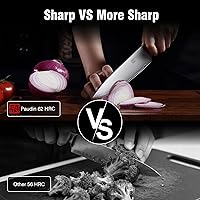 Vista 5 de PAUDIN Kitchen Knife Set, 4 Pieces Chef Knife Set, High Carbon Stainless Steel Knife Set, Ultra-Sharp Knives Set for Kitchen with Ergonomic Wooden