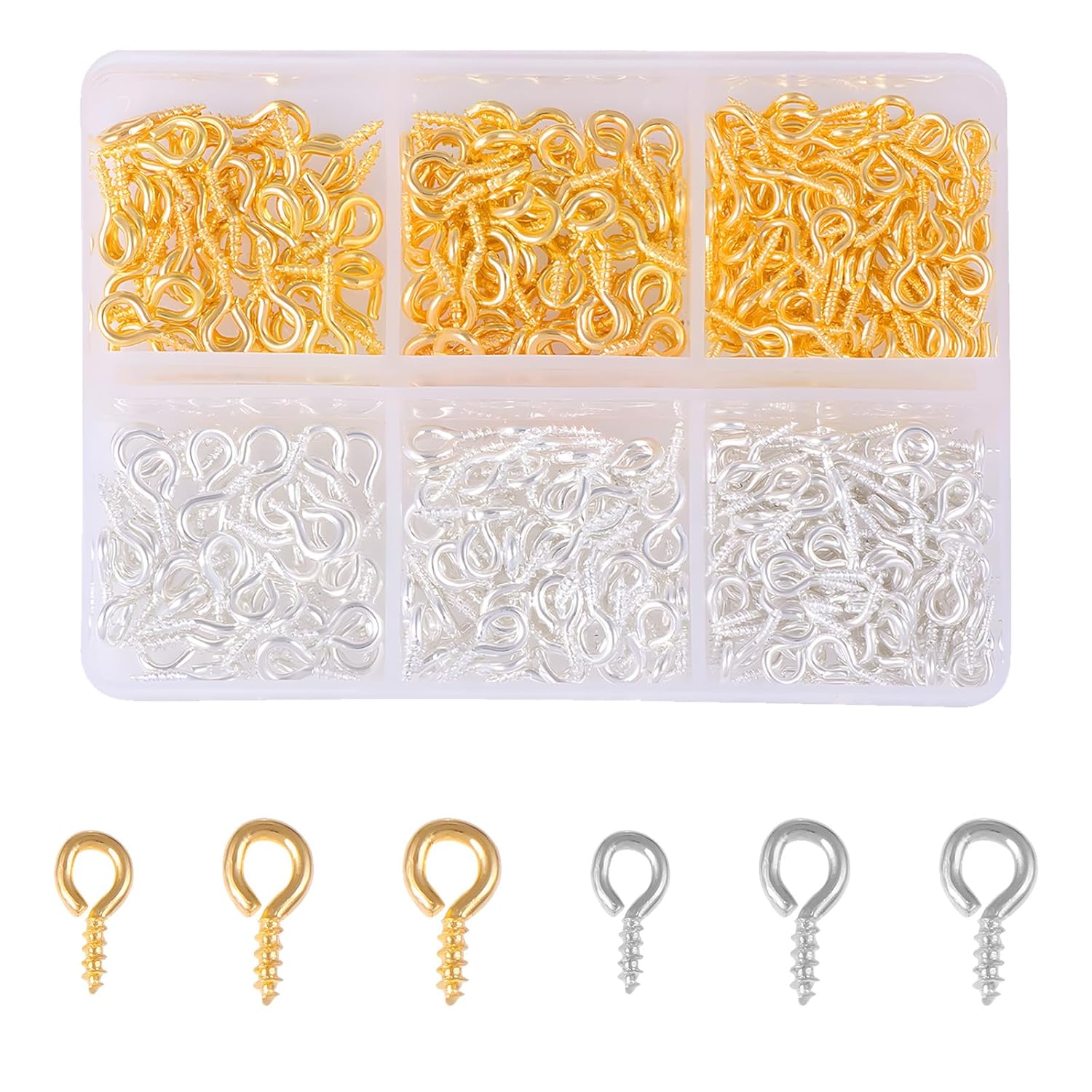 Pack of 400 Eye Screws Screw Eyelets for Jewellery Making Crafts and Bead Pendants 3 Sizes Mini Metal Eyelets with Screw Cap