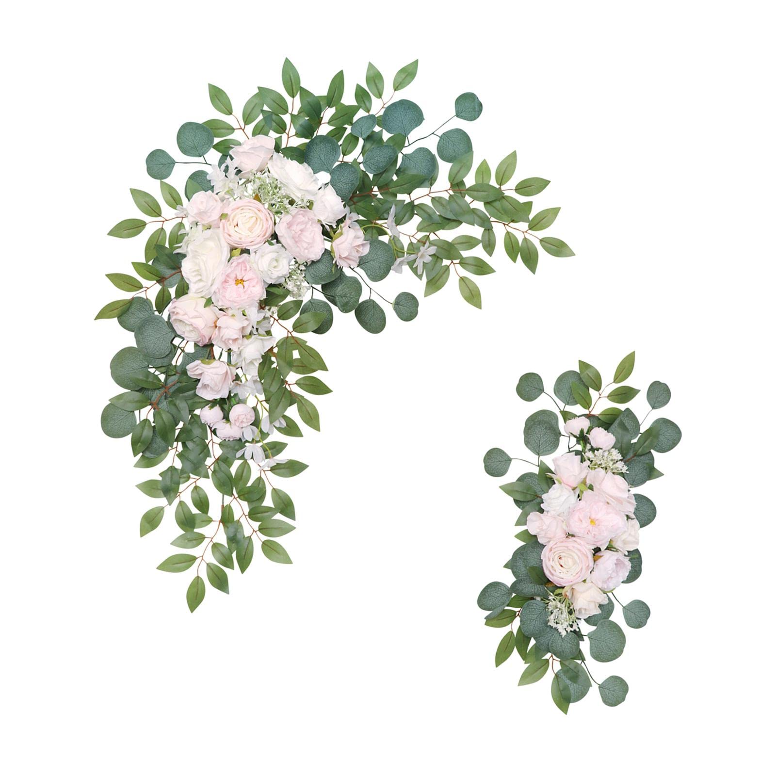 2 Stück Blumengirlande Künstliche Seidenblumen Hochzeit Bogen Und Stuhl Rückwand Hängedekor Pflegeleicht für Geschenk Dekoration Gartenpavillon Bühne