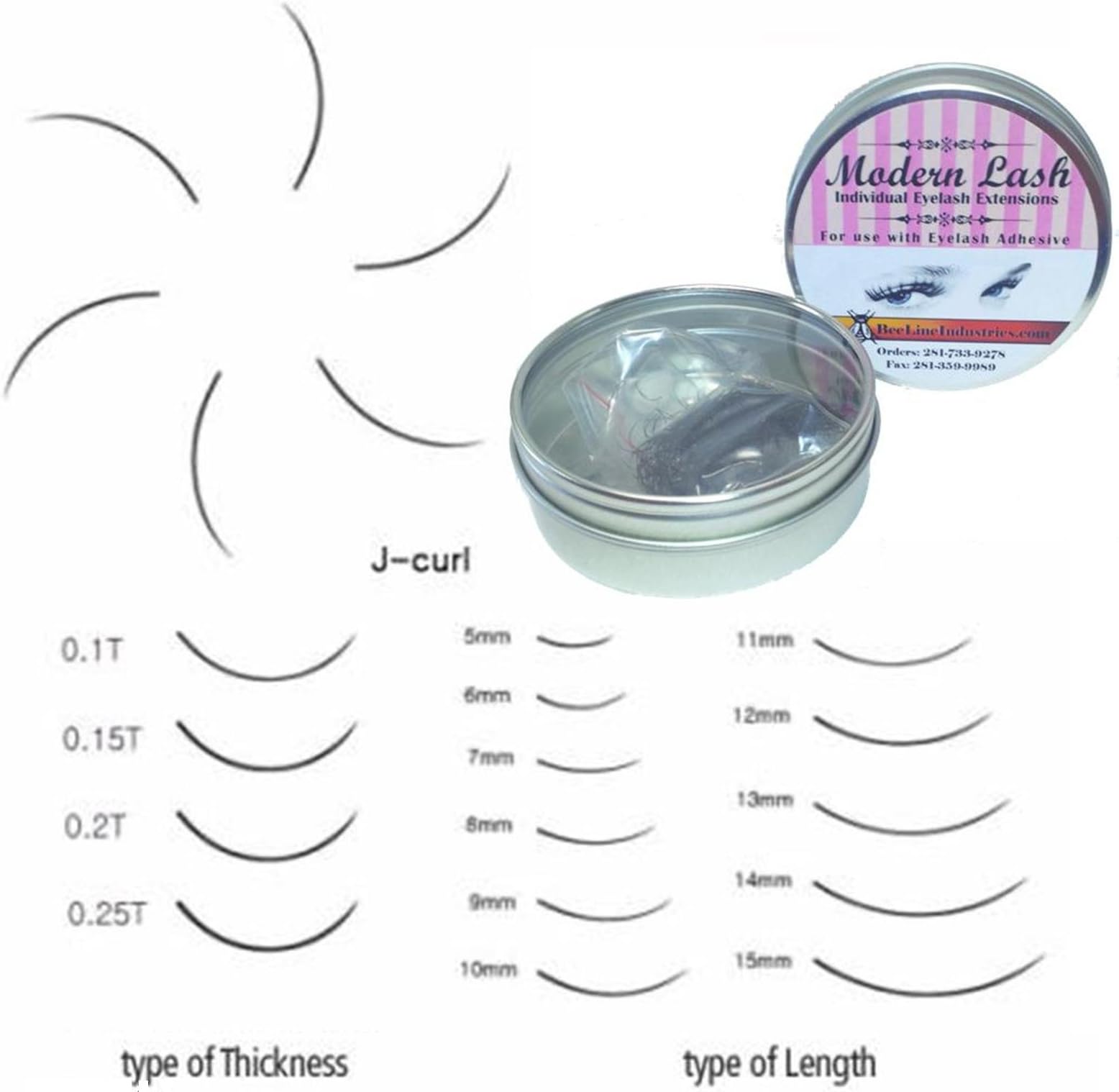 EyeLash Extensions J - Curl Lashes 2mm Thick 8mm Long 0.5 gram