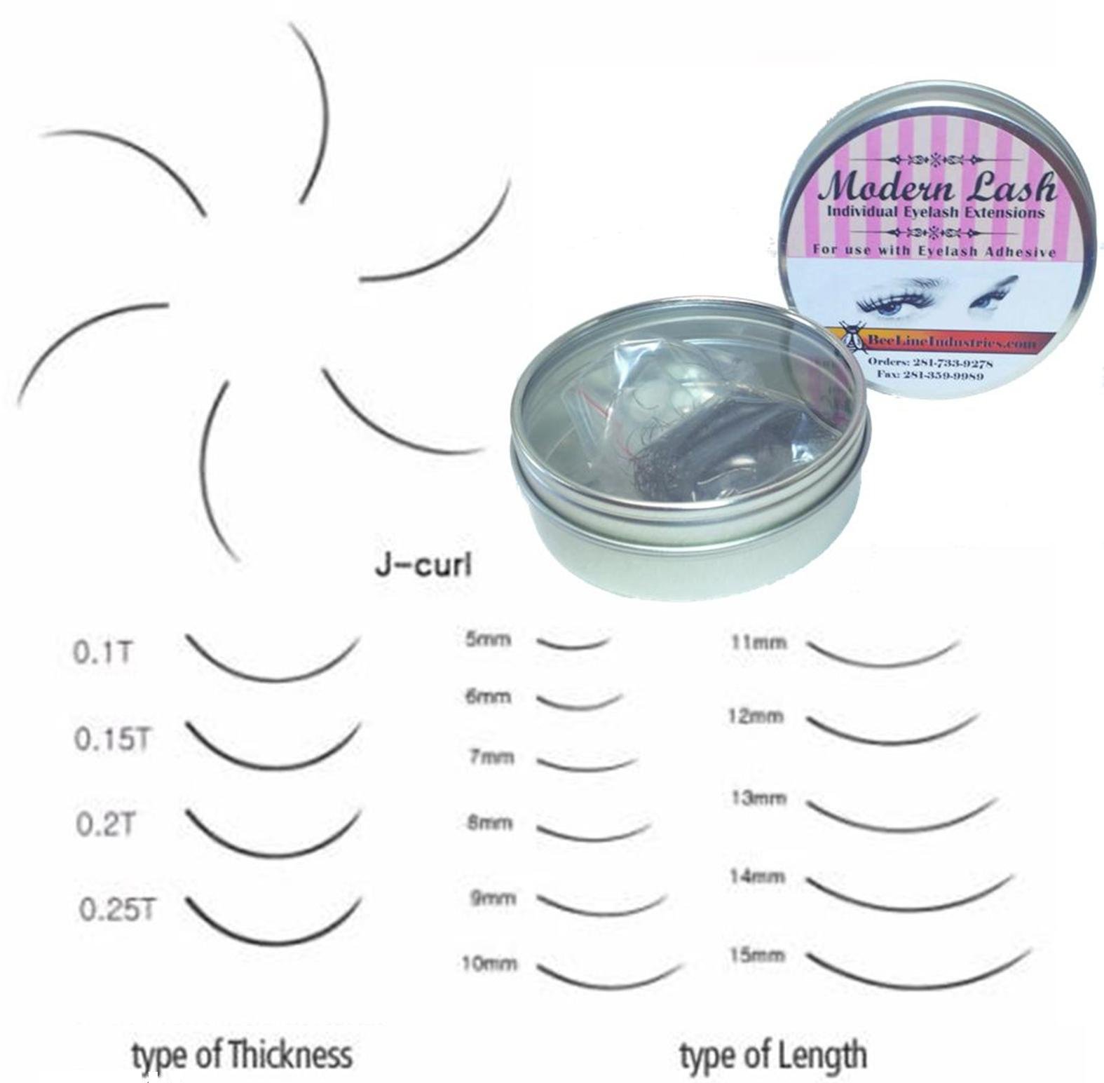 EyeLash Extensions J - Curl Lashes 2mm Thick 8mm Long 0.5 gram