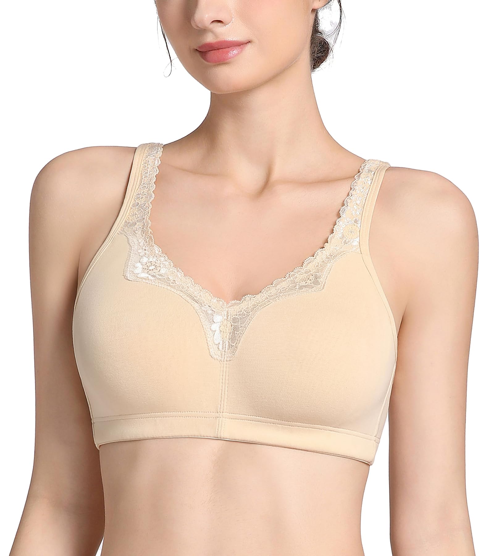 Lemorosy Brasier reductor de algodón sin relleno para mujer, talla grande, sin varillas, cómodo para uso diario