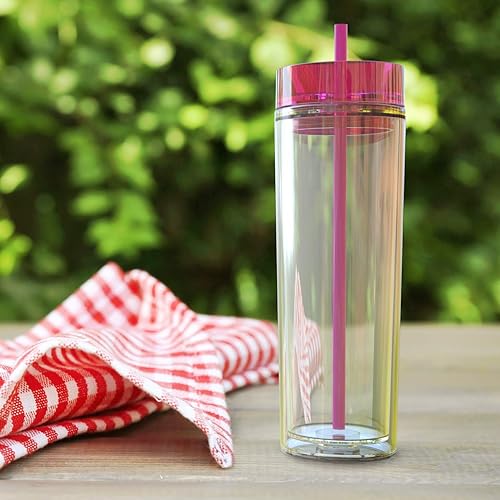 Miniatura 8 de Maars Drinkware - Vasos de doble pared aislados de acrílico con popote y tapa, 16 onzas..., Paquete de 4