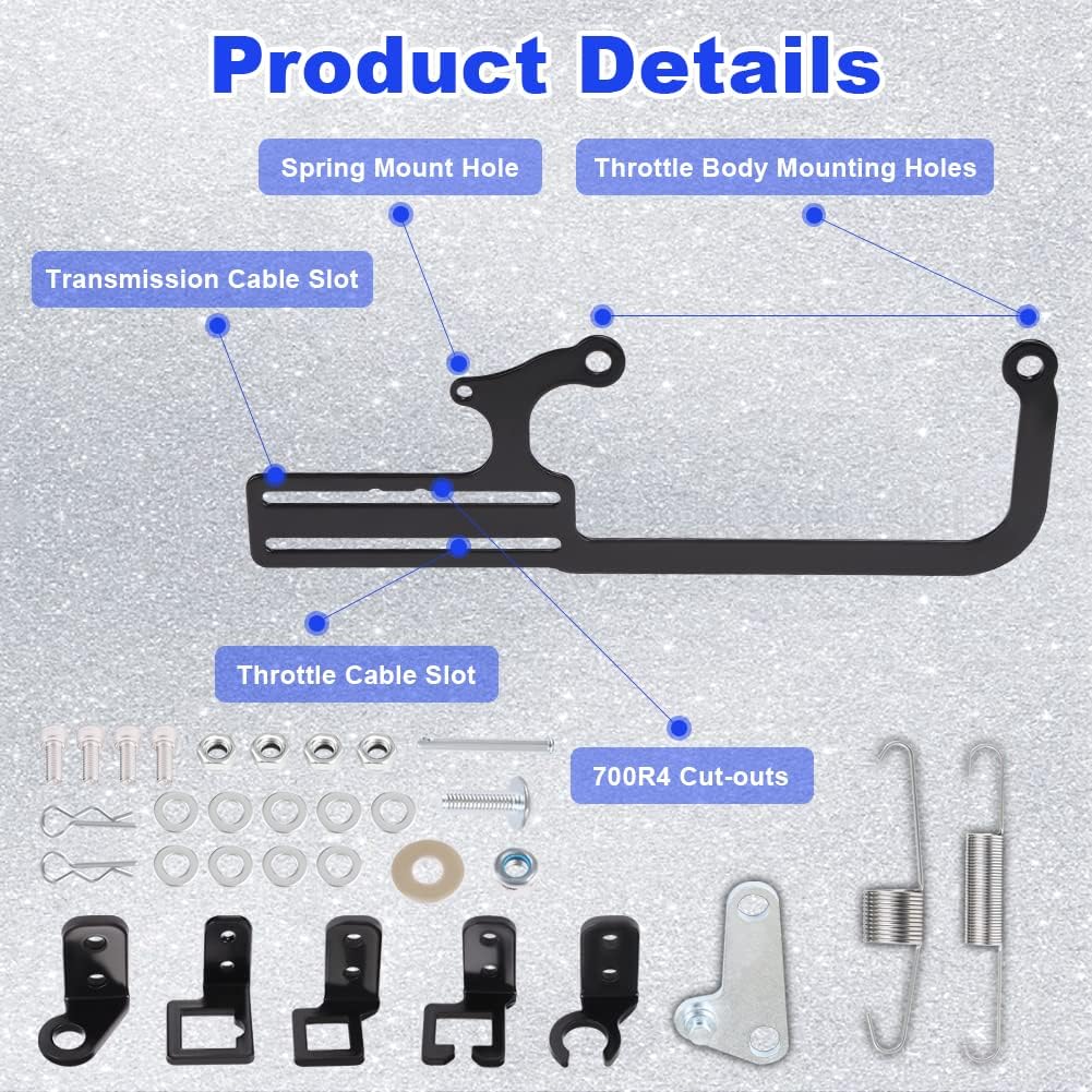 WMPHE 304147 Carburetor Throttle Cable Mount Bracket Compatible with EZ-EFI GM 700R4 Adjustable Transmissions Cable Mount Linkage Kit