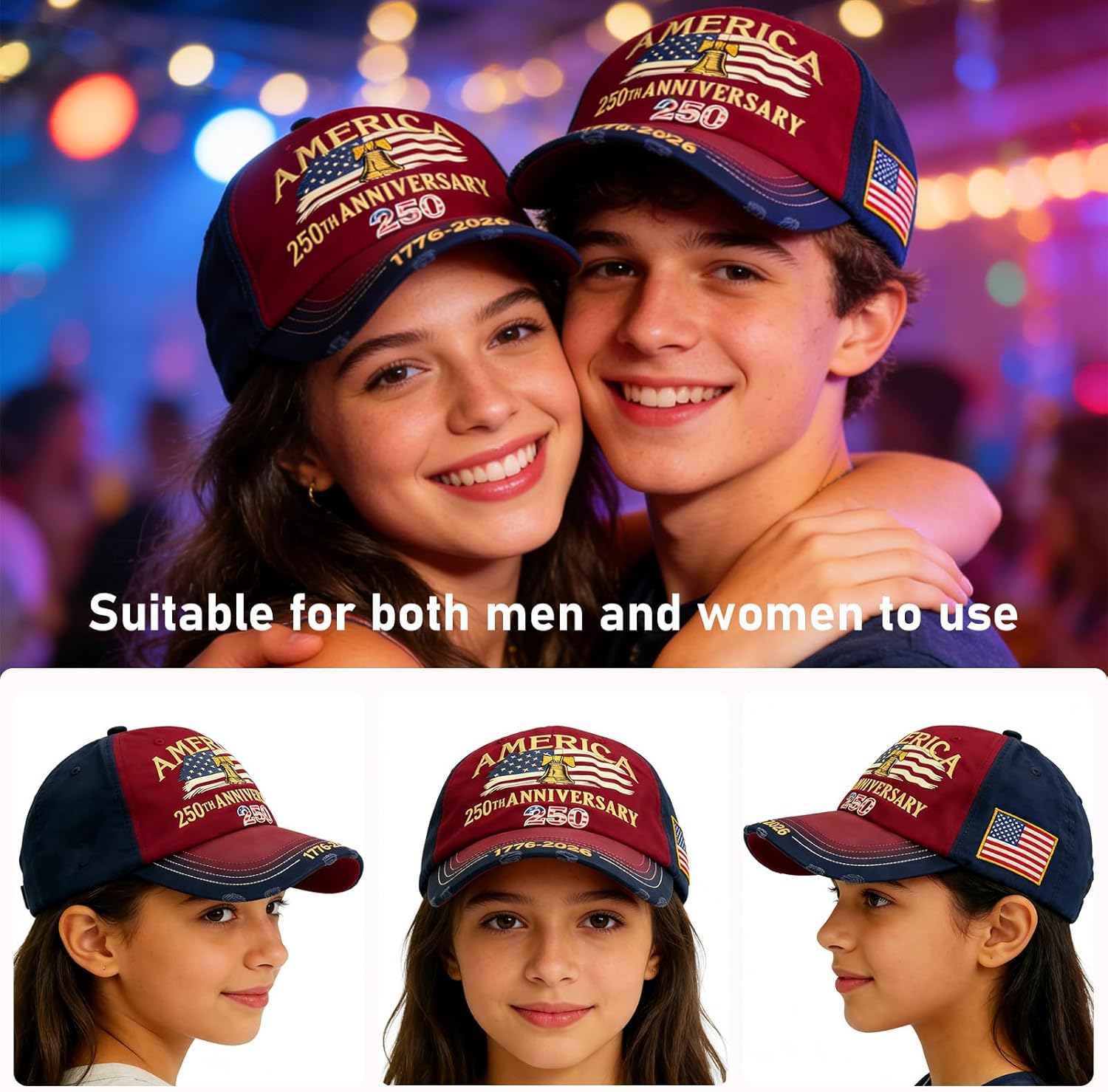 U.S.A 250th Anniversary Embroidered Baseball Cap Adjustable 1776-2026 Anniversary Birthday Retro Patriots Hat for Men Women - Image 6