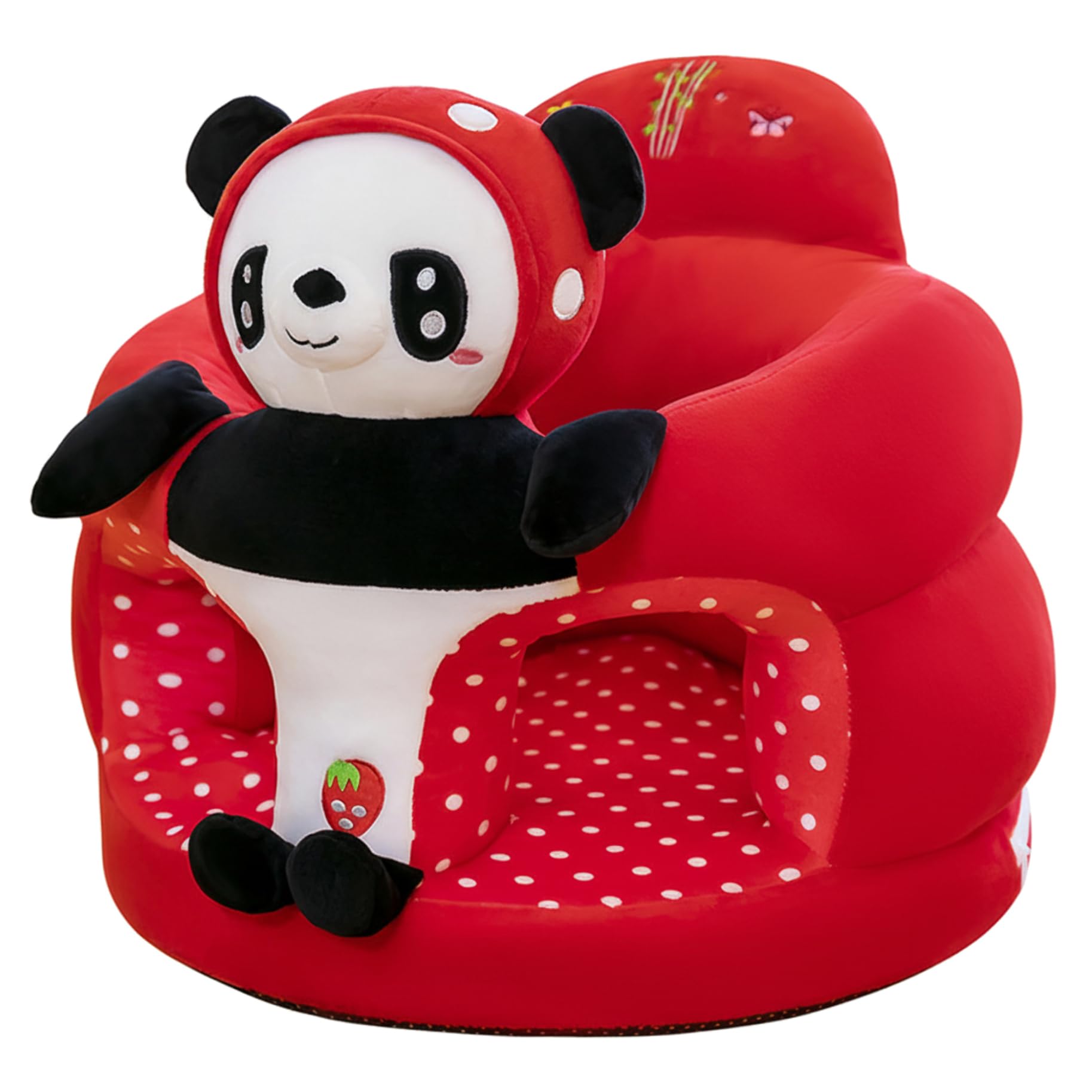 Sedia da seduta per neonati, supporto sicuro per la schiena Seggiolino da pavimento per neonati Sedia da seduta in morbido peluche, simpatico panda (40x40x35 cm)