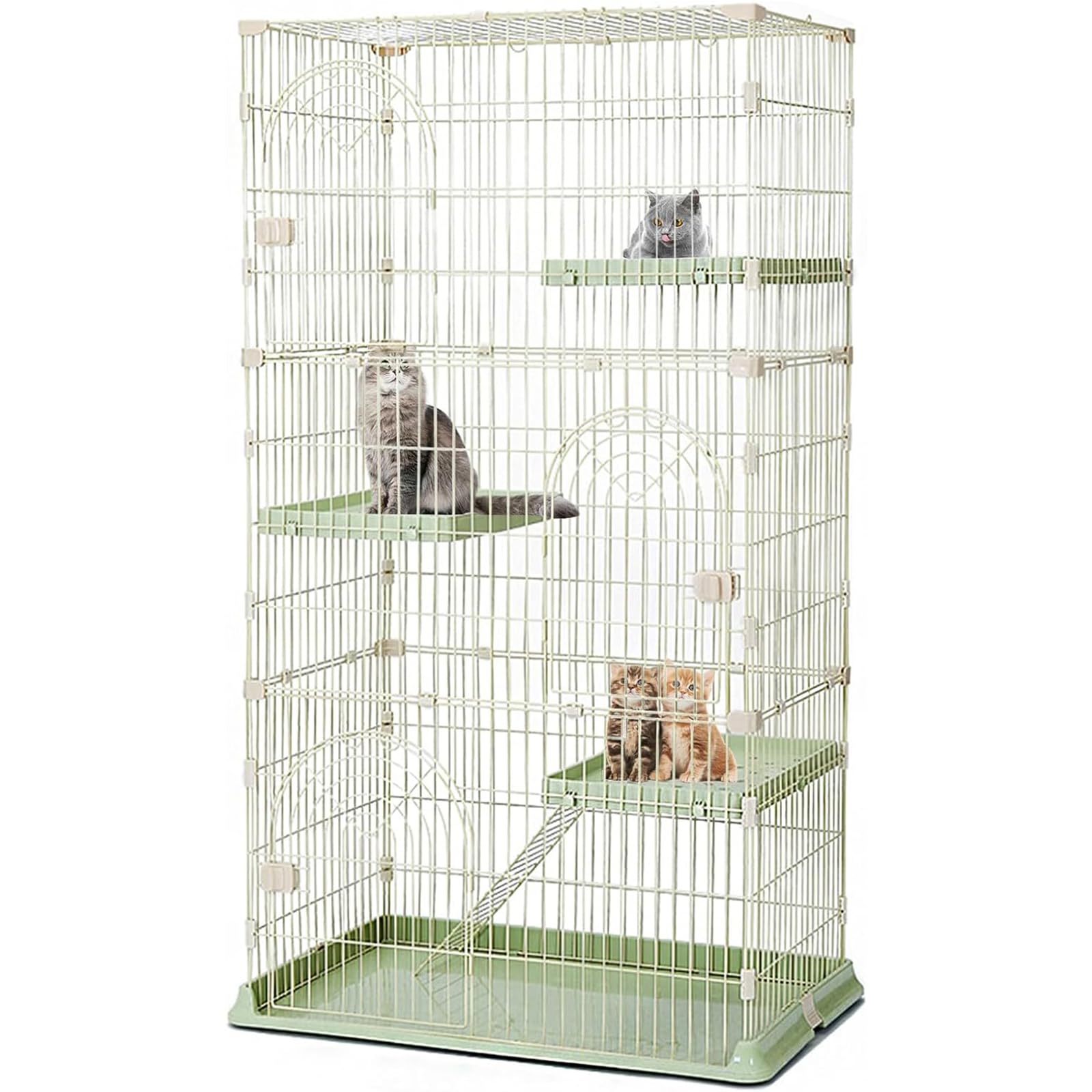Cage pour chat intérieur vert grand enclos amovible pour salon