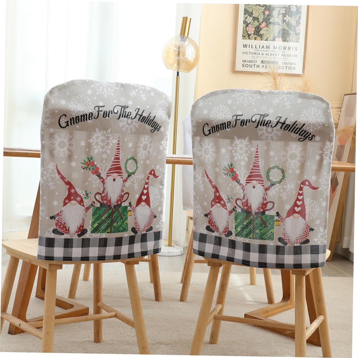 Gatuida 4 Fundas Navideñas para Sillas de Comedor, Elásticas y Decorativas, Diseño de Figura Invernal, para Salón o Restaurante