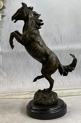 Miniatura 4 de Crianza grande caballo 13 x 8 hermosa estatua/escultura de bronce