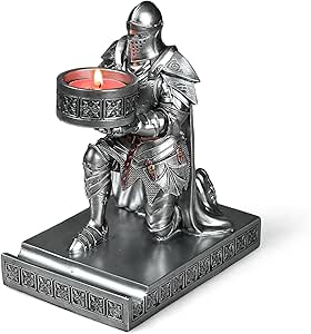 HDMbigmi King's Guard Leader mantel Warrior Knight pennenhouder mobiele telefoonstandaard, ornament ridderstandbeeld, pennenstandaard presse-papier met een metalen zwaard briefopener voor kantoor en