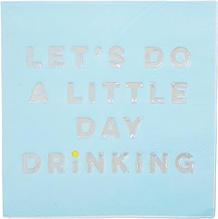 X&O Paper Goods TW4-22027 Let's Do A Little Day Drinking Paper Cocktail Napkins, 5'' x 5'', Blue, 20pcs