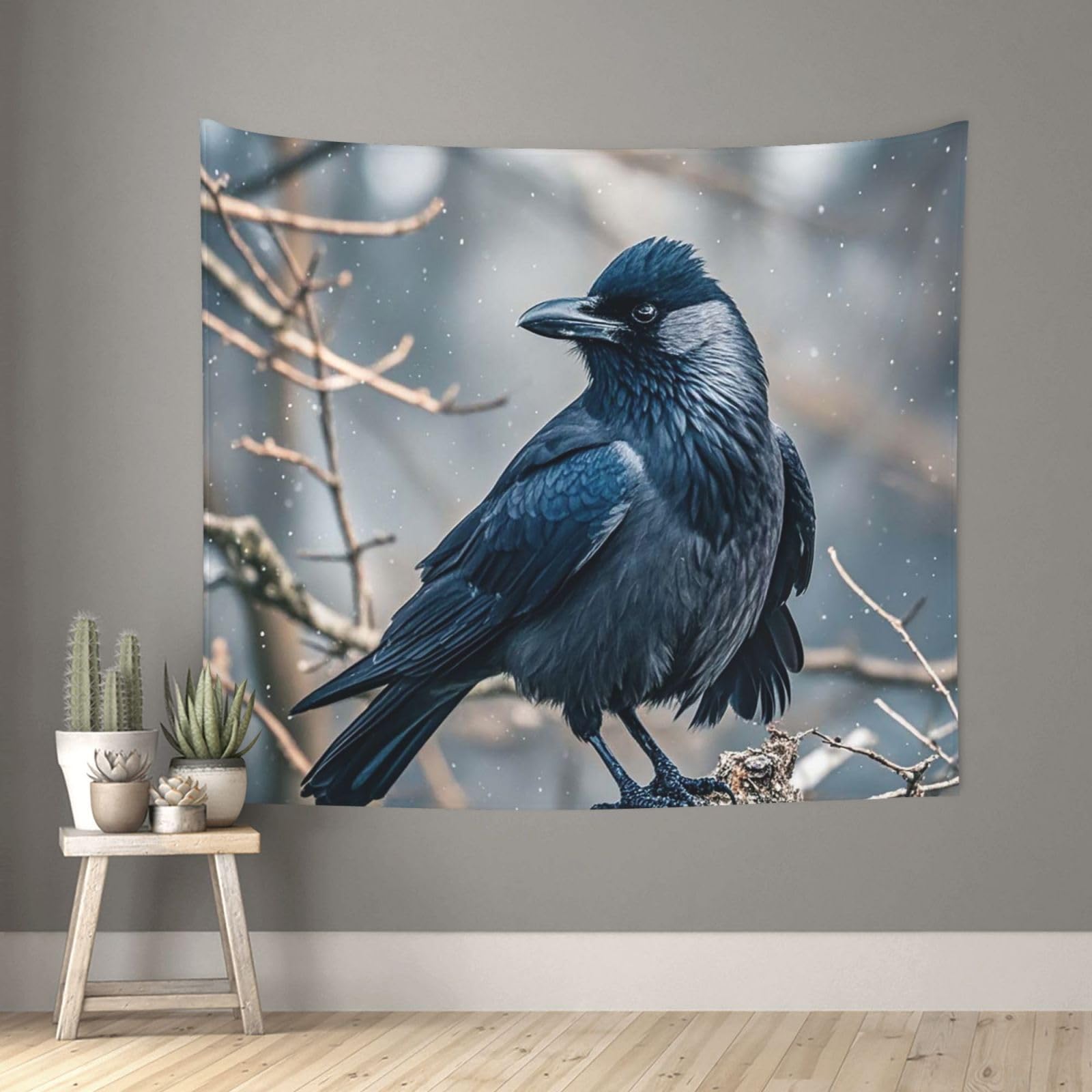 XOPEKVLAWM Tapestry Wall Hanging for Bedroom Aesthetic Wall Mural Tapestries 152x130 cm Art Backdrop Black Crow Birds Tapestries Landscape Poster Tapestry for Living Room Dorm Office Home Decor
