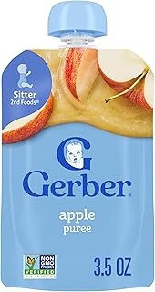 Gerber Baby Food Pouches, 2nd Foods for Babies, Apple, 3.5oz each (Pack of 12)