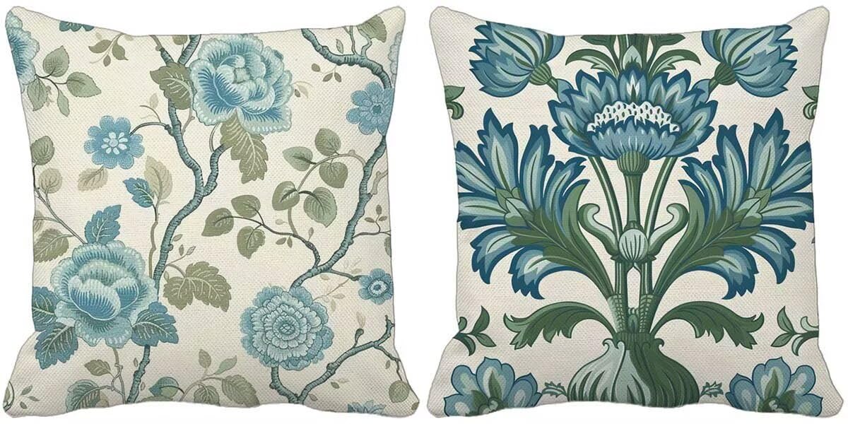 Entenei-Farbe Kissenbezug 60x60 2er Set Outdoor Kissen Blume Kissenbezüge Weich Quadrat Sofakissen Mit Unsichtbarem Reißverschluss für Schlafzimmer Wohnzimmer Sommer Garten Terrassen Deko o8-a6739