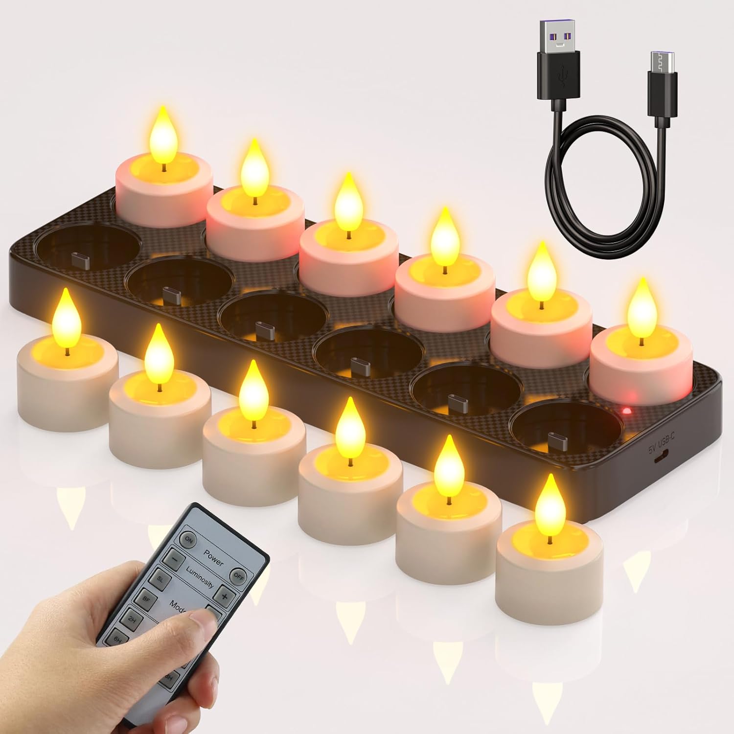 SoulBay LED Teelichter Wiederaufladbar mit Timerfunction Fernbedienung