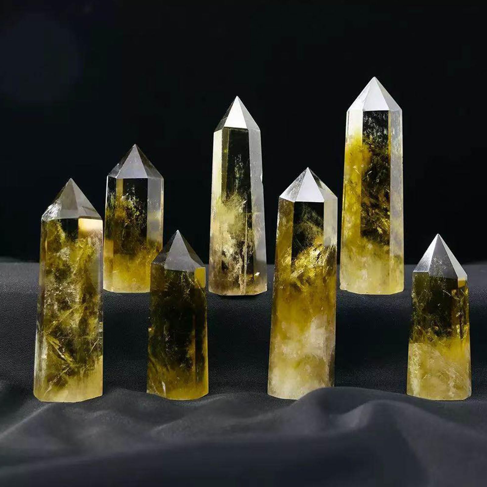 Figurina di Pietre curative della Torre di Cristallo citrino Naturale 1PC,9~10cm | Bacchetta di cristallo Reiki a prisma a punta singola e 6 facce, per meditazione, chakra e arredamento