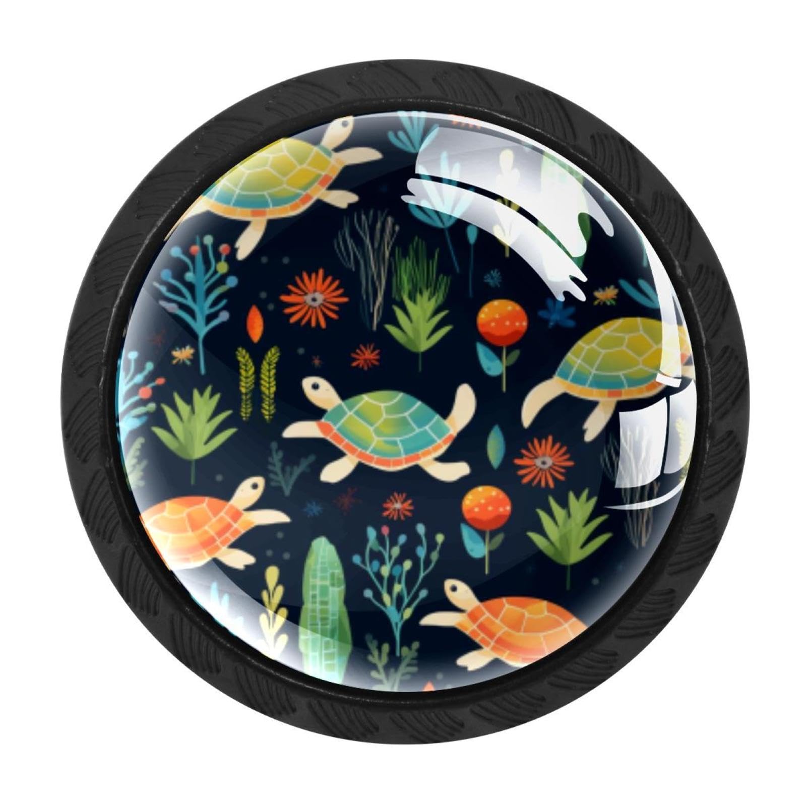 Chenzzzz Multicolored 19 4 Pack Black Sea Turtle Kitchen Handles, Cabinet Pulls Hardware For Cupboard Drawer Knobs Dresser Pulls