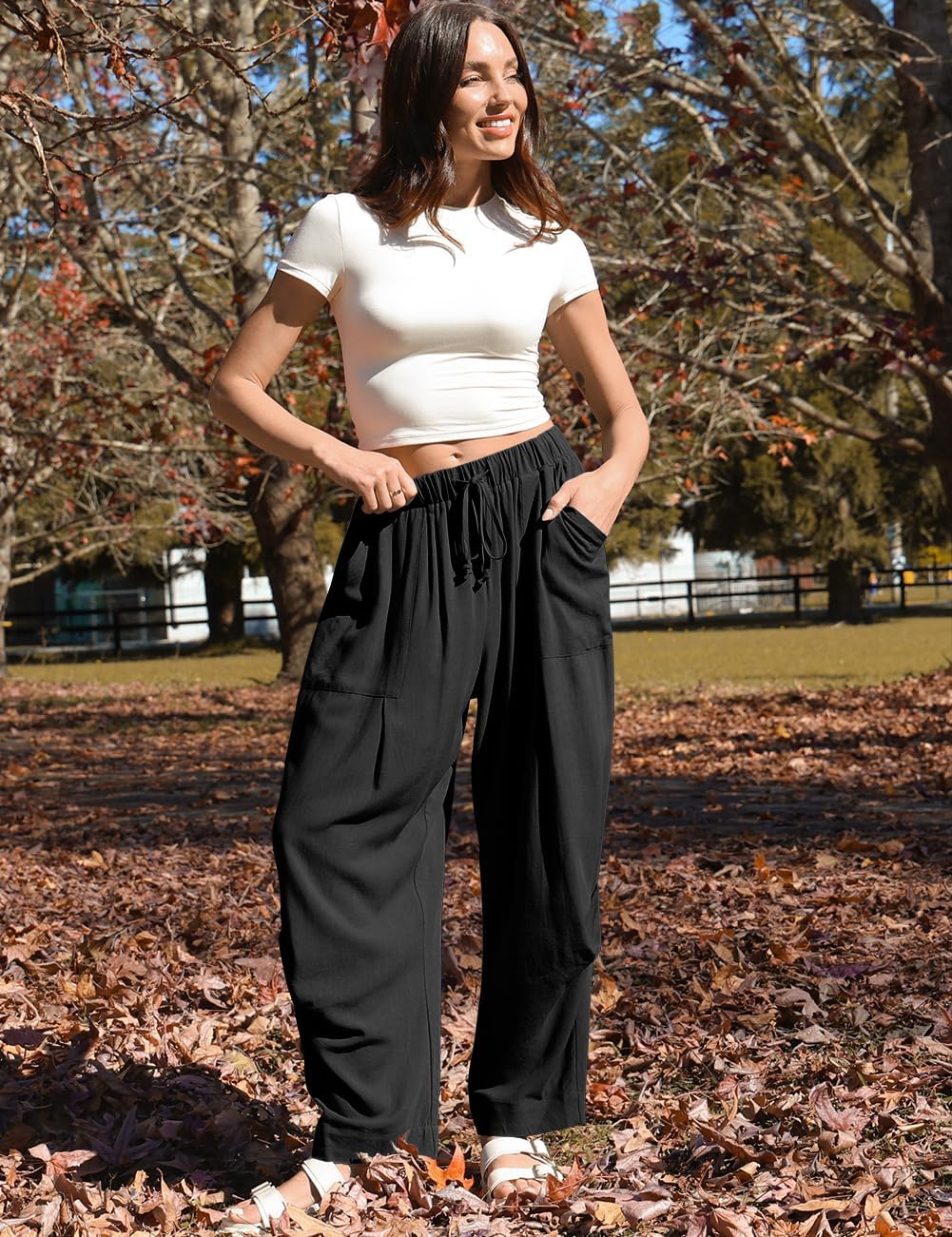 TARSE Women Linen Baggy Harem Pants Summer Drawstring Casual Lounge Pant 2026 Beach Travel Vacation Clothes with Pockets - Image 2