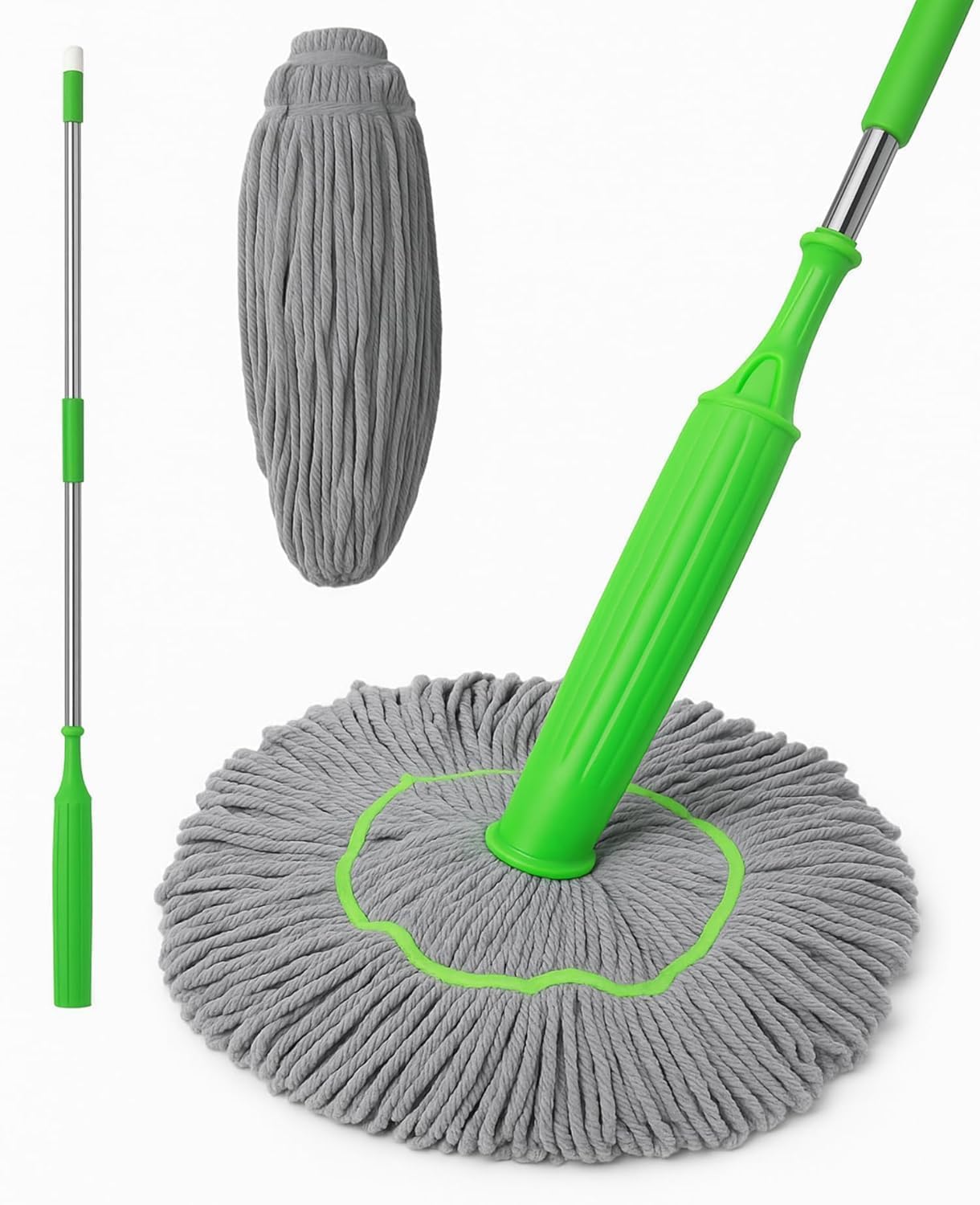 2-in-1 Self-Wringing Floor Mop with 360° Rotating Head, Adjustable Handle, Microfiber Wet & Dry Cleaning Mop for Tile, Marble & Wooden Floors, Bathroom, Kitchen, Home & Office – (Rich Green)-picture-21