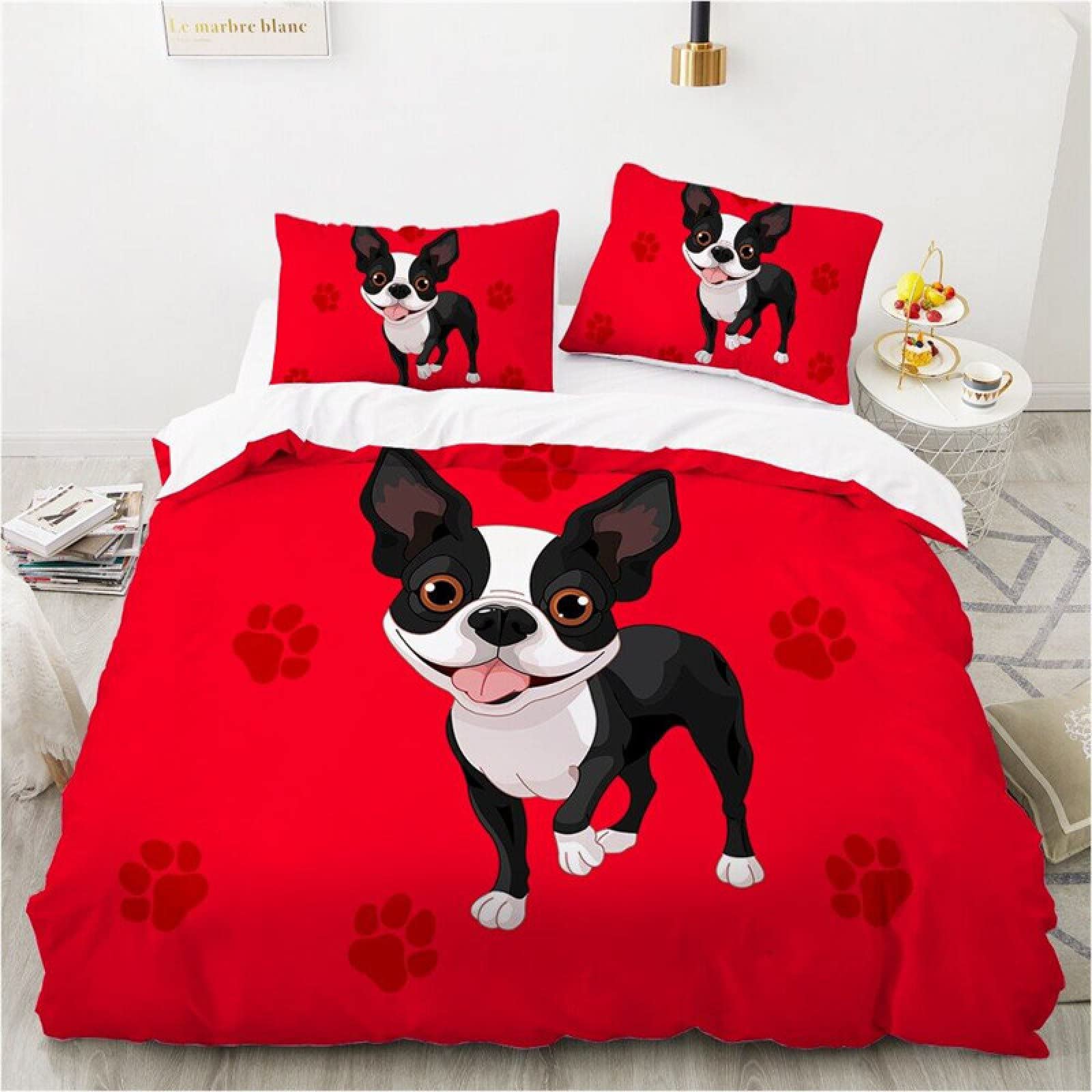 Parure De Lit Bouledogue Français-Housse De Couette Et Taies D'oreiller