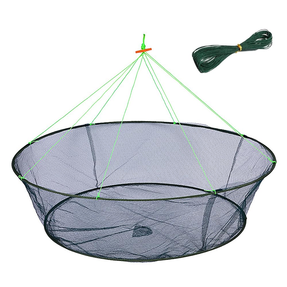 Retino da pesca pieghevole – Retino portatile con corda per ponte/ponte, ideale per pesci, gamberetti, pesciolini, gamberi e granchi
