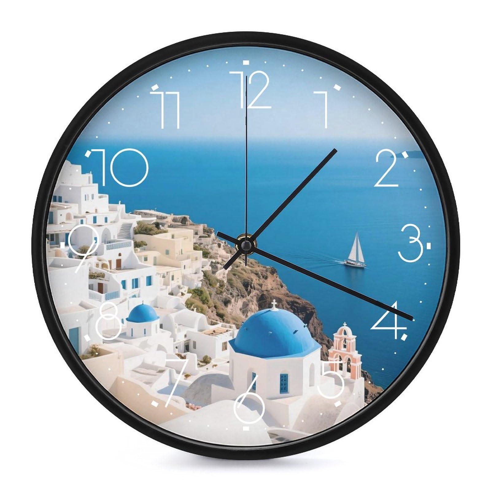 Horloge murale ronde silencieuse Santorini finis les bruits de tic-tac