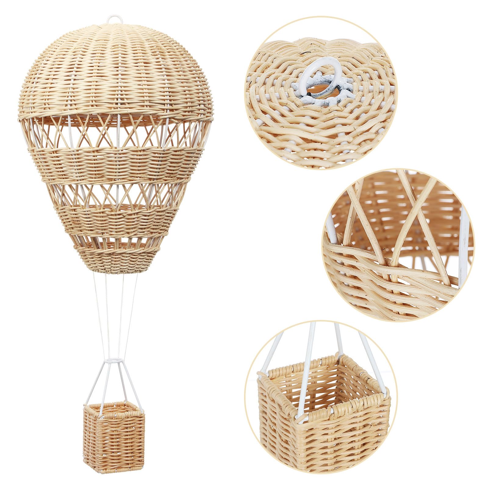 1pieza Rattan-Woven Hot Air Balloon Decor para Home Crafts Photo Prop para Bodas Navidad y Fiesta Infantil