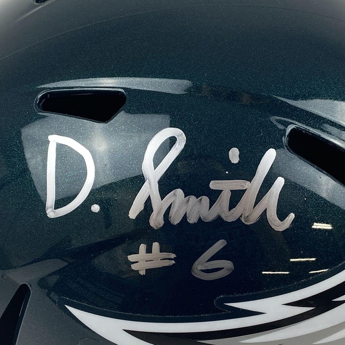 Autographed/Signed DeVonta Smith Philadelphia Eagles Full Size FS F/S Replica Football Helmet JSA COA : Collectibles & Fine Art