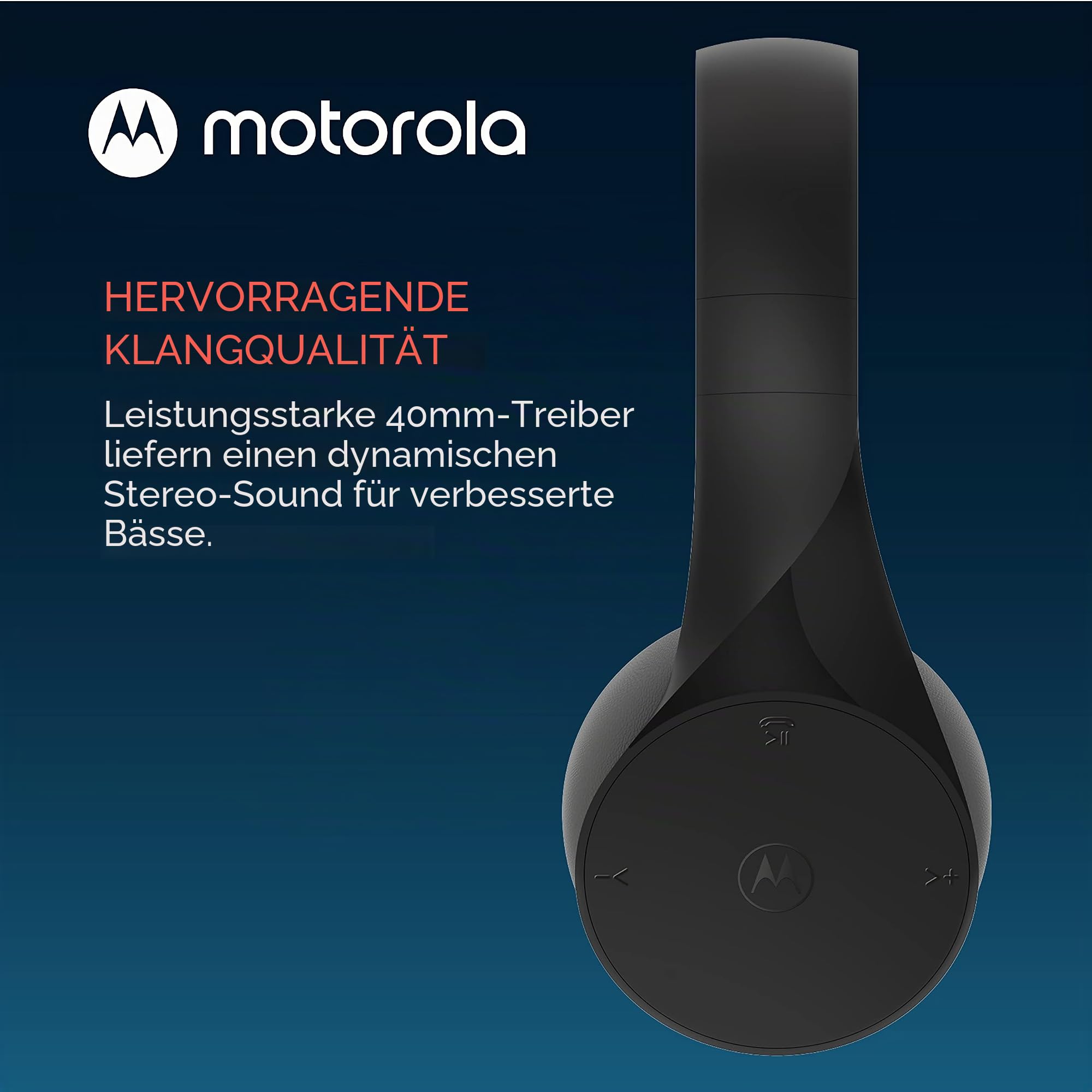 Motorola Sound MOTO XT500 / Escape - Bluetooth Kopfhörer 15Std. - Multipoint Technologie - Klappbar - Siri und Google Assistant kompatibel - Schwarz