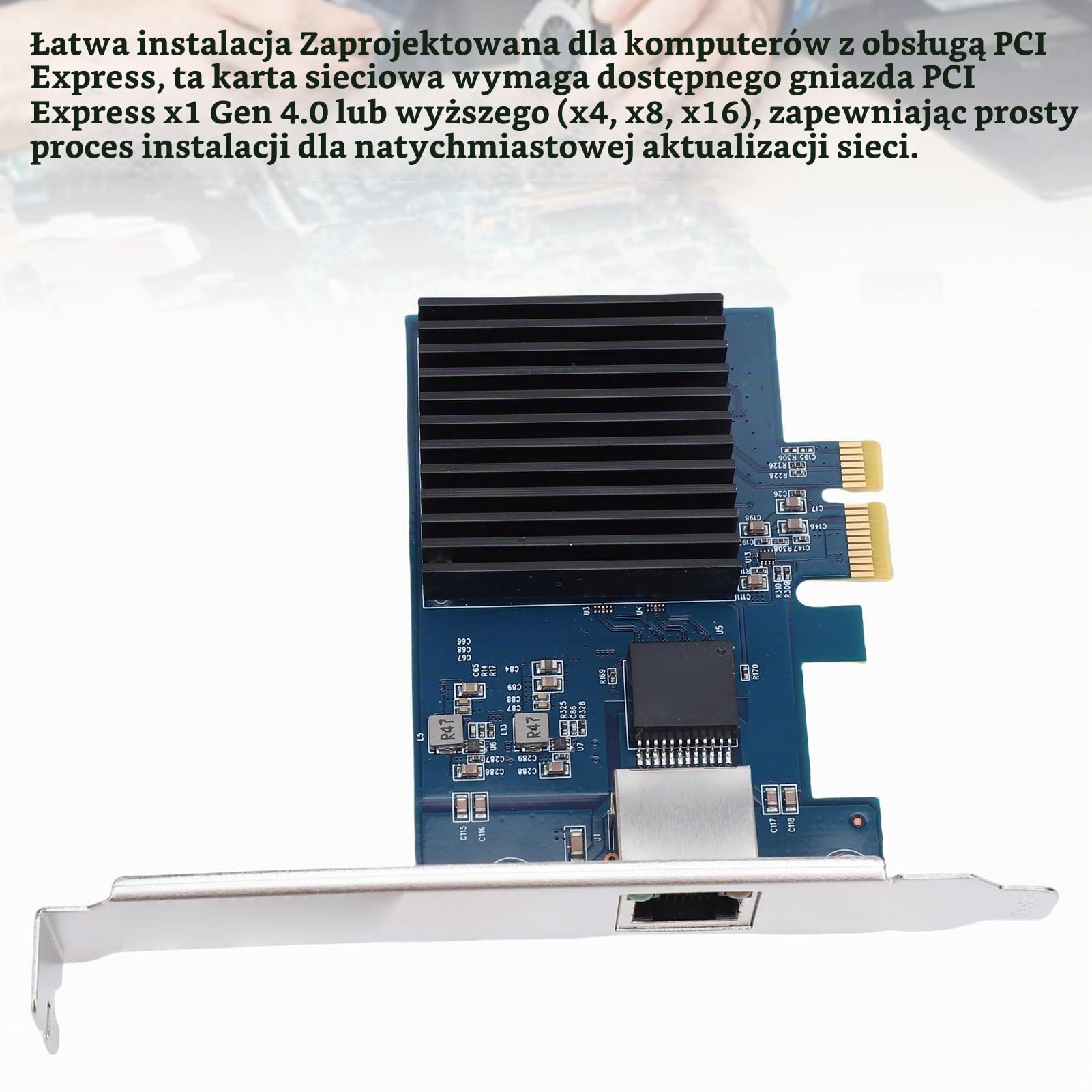 Annadue Karta Sieciowa 10G PCI E, Układ RTL8127 PCIe 4.0 X1 na 10 Gigabit Ethernet, Port 10G/5G/2.5G Multi Gig RJ45, dla Systemu Linux.