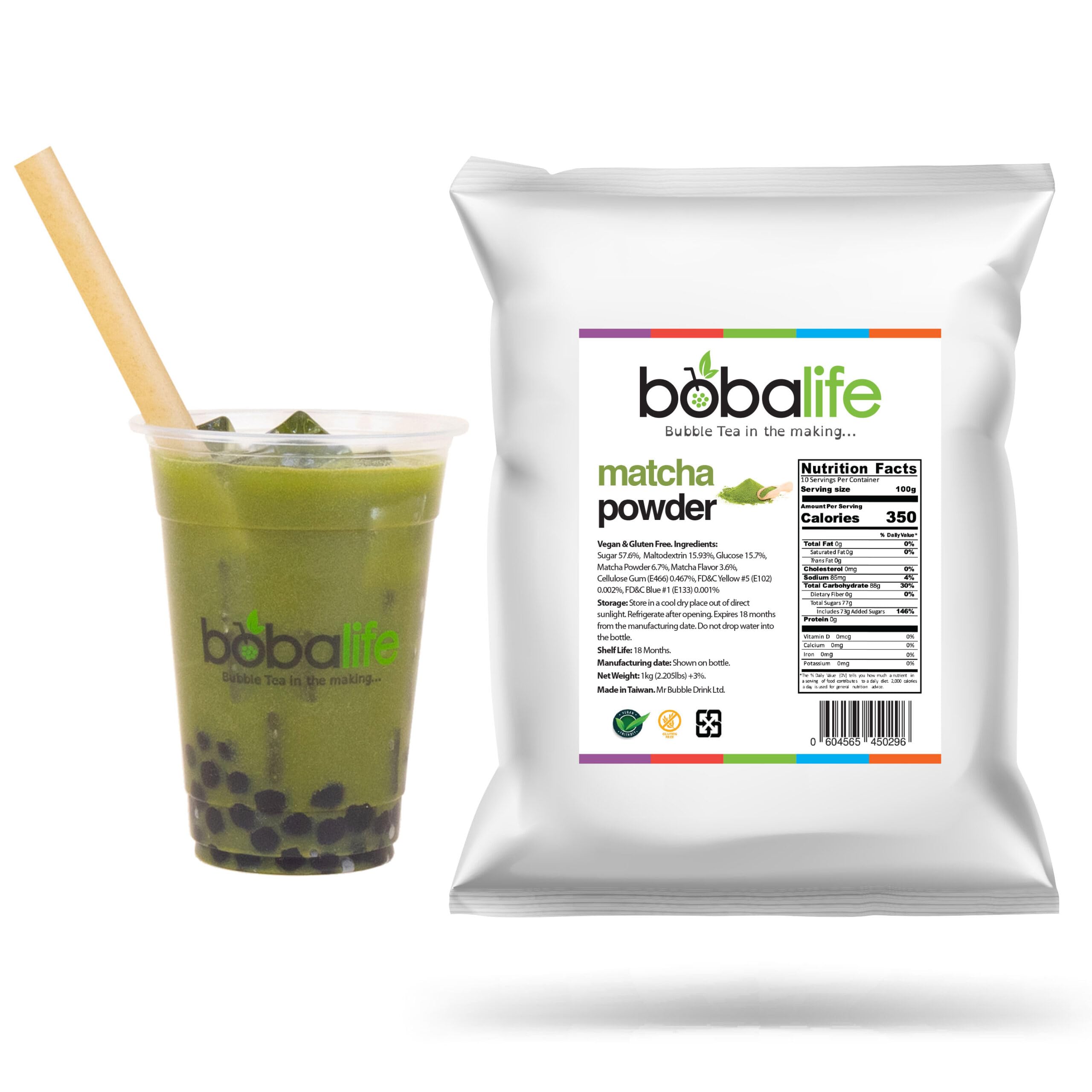 Bobalife Matcha Bubble Tea Powder (1kg) | 20-30 Servings (Variable Serving Size) | Premium & Authentic Ingredients | Vegan & Gluten Free