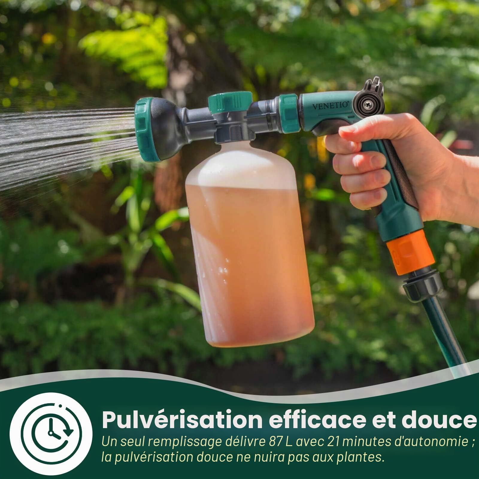 VENETIO Pistolet pulvérisateur à 8 chiffres pour engrais liquides/produits chimiques | Alimentateur de précision pour pelouse et jardin pour fertiliser et arroser les plantes | Pulvérisateur à buse