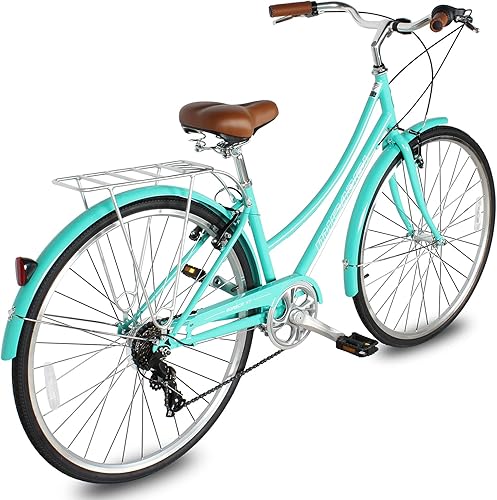 Vista 152 de MICARGI Bicicleta híbrida para adultos de 24/26 pulgadas, bicicleta híbrida de 1/7 velocidades para mujeres, hombres, personas mayores, bicicleta