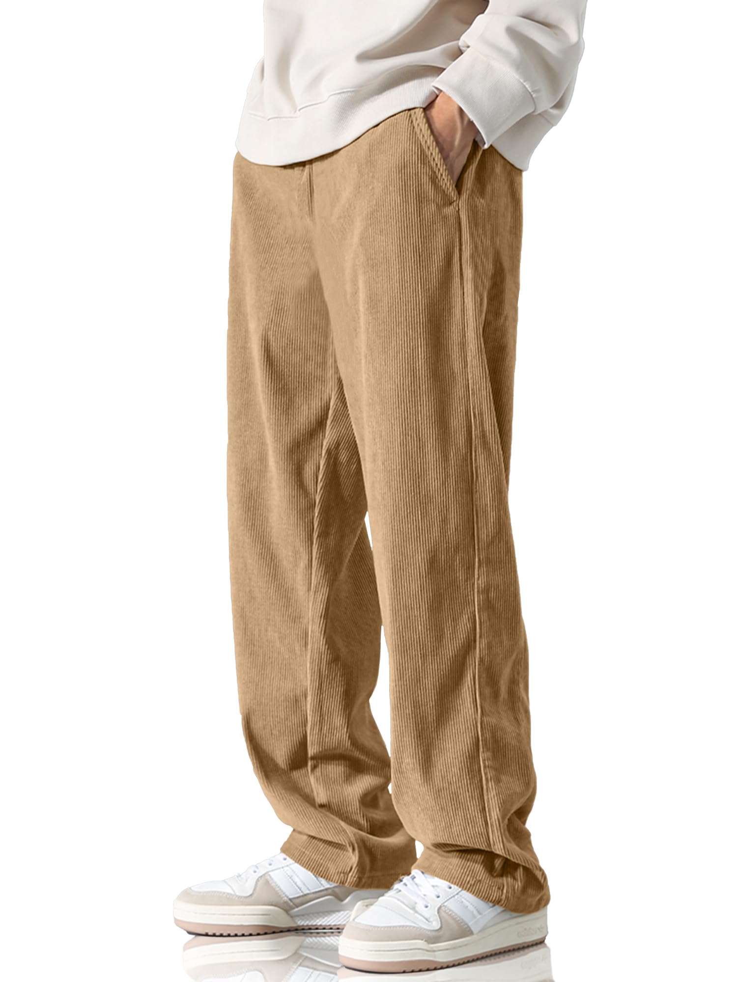 HOTake Mens Casual Corduroy Pants Elastic Waist Drawstring Baggy Sweatpants Loose Fit