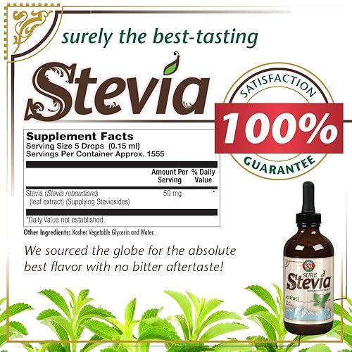 Miniatura 7 de KAL Sure Extract Edulcorante sin calorías bajo en carbohidratos gotas de stevia líquida a base de plantas gran sabor cero azúcar bajo glucémico y