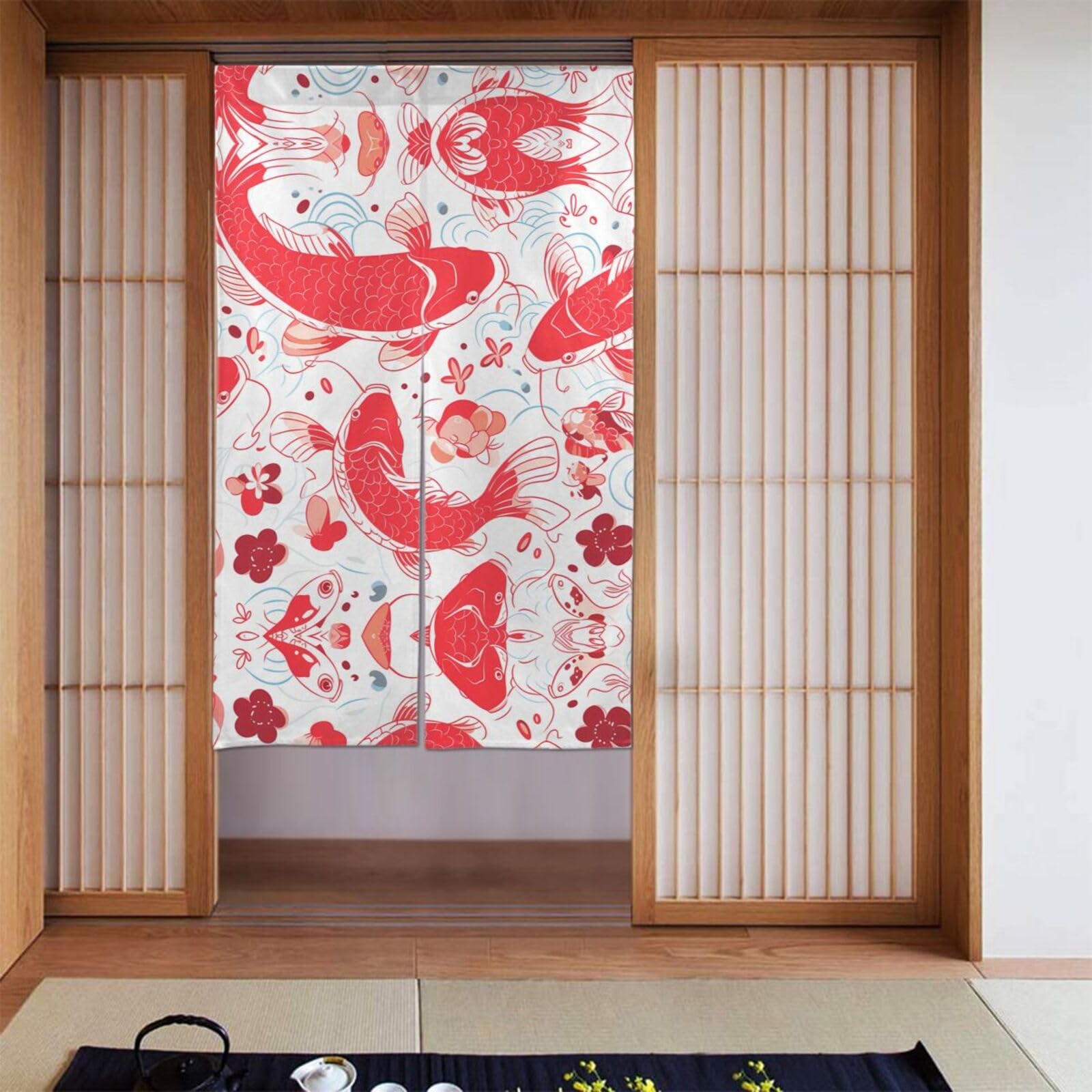 Rideaux occultants carpe japonaise contre la lumière du jour pour chambre à coucher