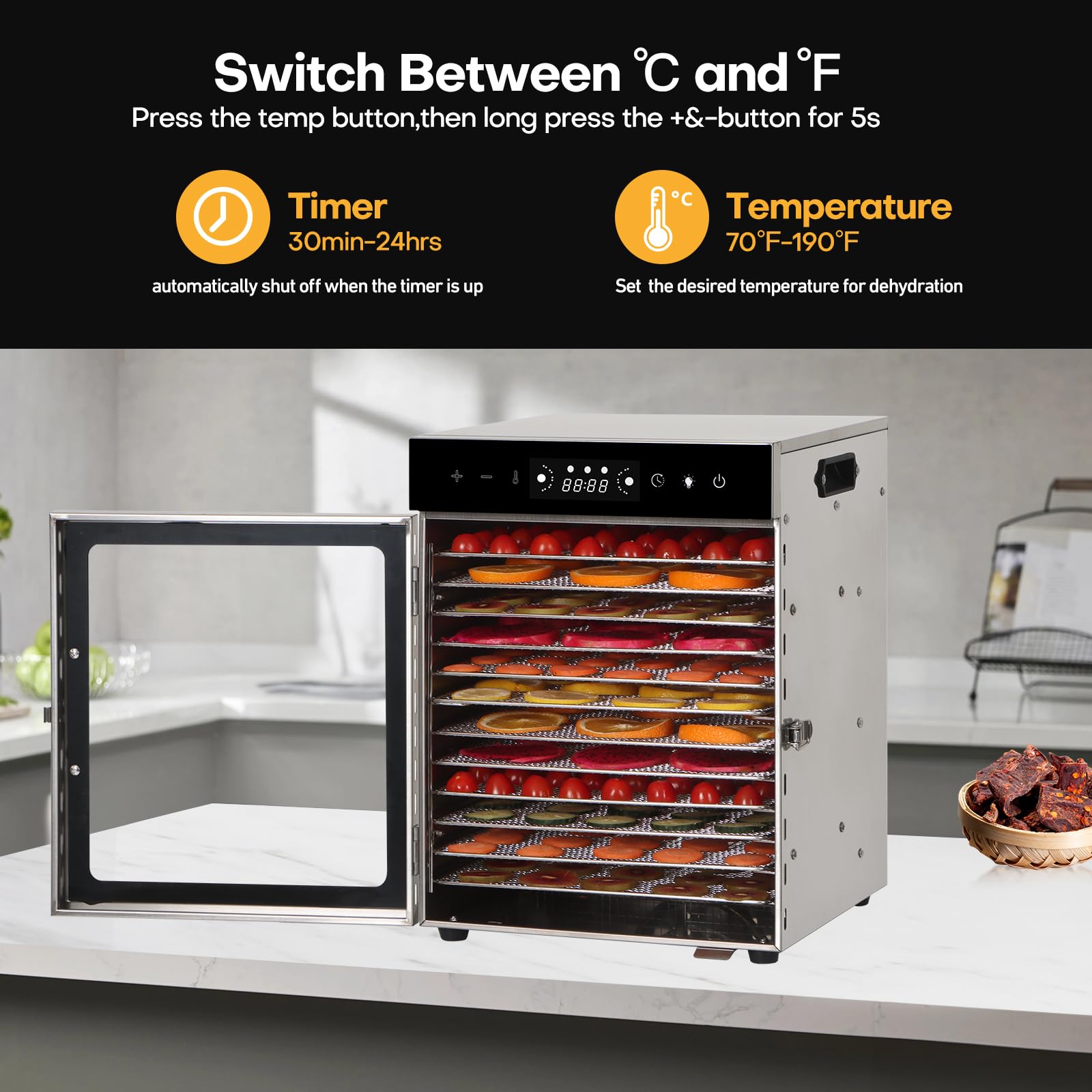 Déshydrateur Alimentaire 16 Plateaux Déshydrateur Alimentaire Tout