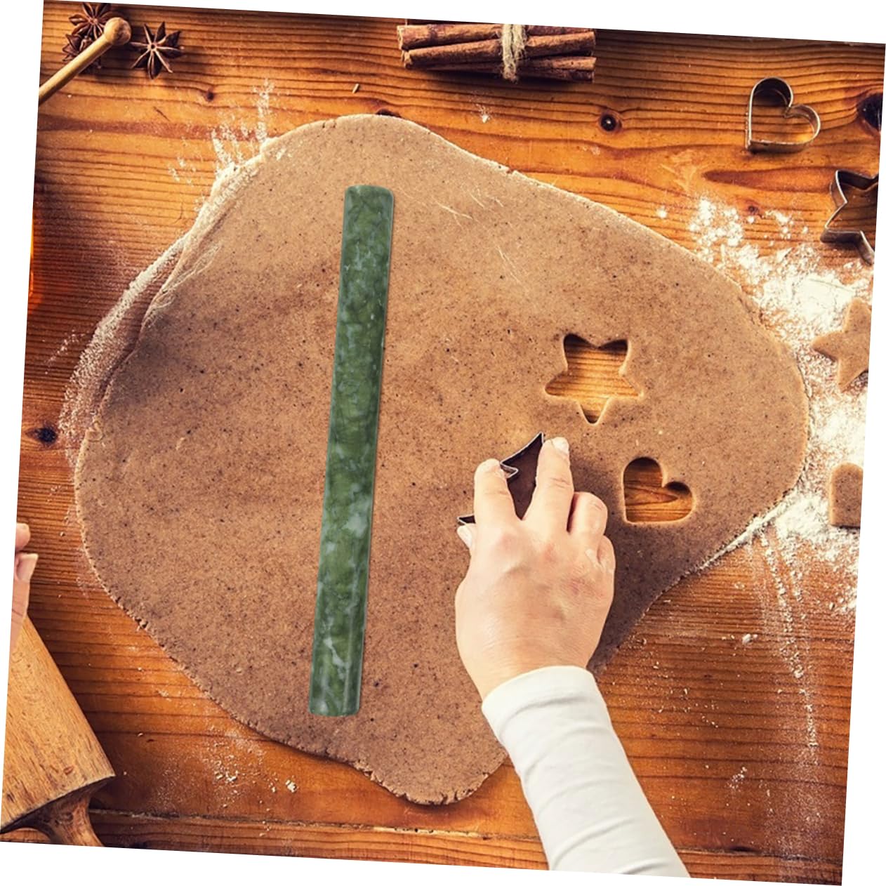 Zerodeko 2 Stück Jade Nudelholz aus Naturstein mit Antihaft Oberfläche Sicher und Langlebig zum Backen für Teigtaschen in Küche 26cm Länge