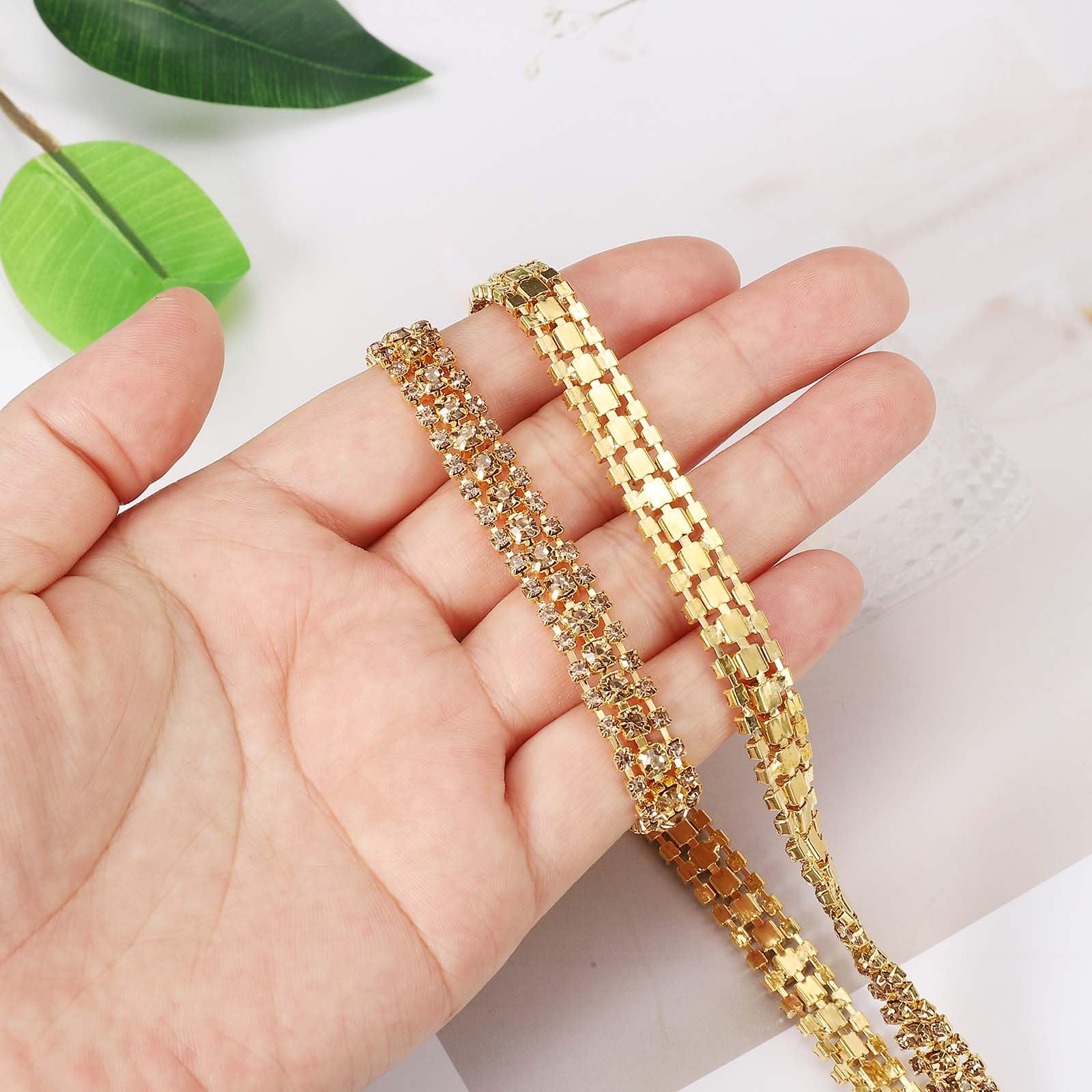 PATIKIL 1 Yard 3 Rows Crystal Rhinestone Close Chain Trim - Image 3