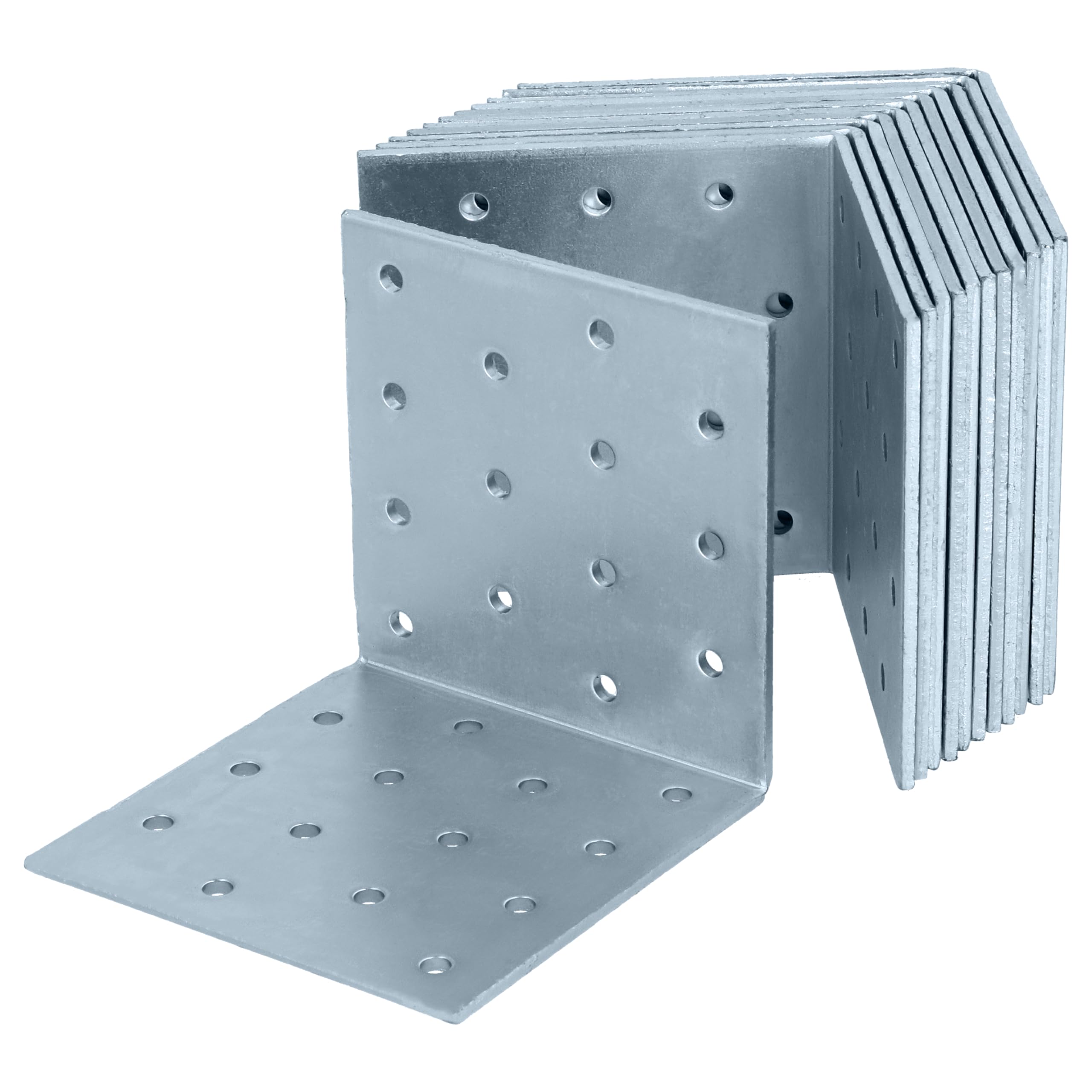 HELPMATE – Kątownik perforowany 80x80x80 mm – 12 sztuki – ocynkowany | Niebieskie, pasywowane łączniki do drewna – zabezpieczone przed korozją, z nawierconymi otworami i łatwe w montażu